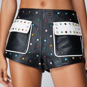 Never worn mini leather shorts from nastygal